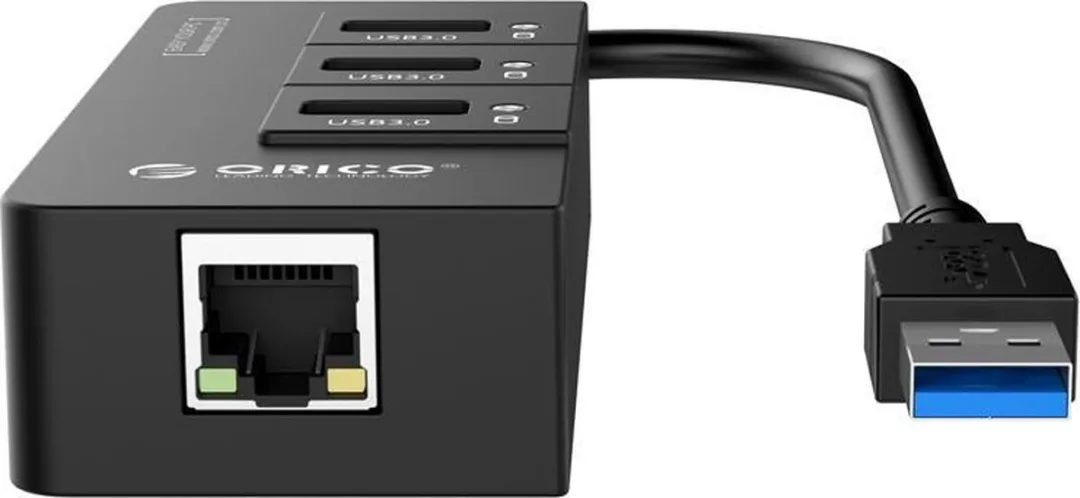 ORICO ORI-HR01-U3 USB 3.0 Hub - 3 Poorten & Gigabit Ethernet - Zwart