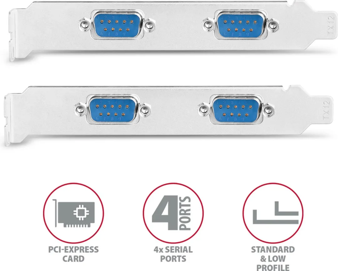 Axagon PCEA-S4N PCIe Adapter 4x Seriële Poorten