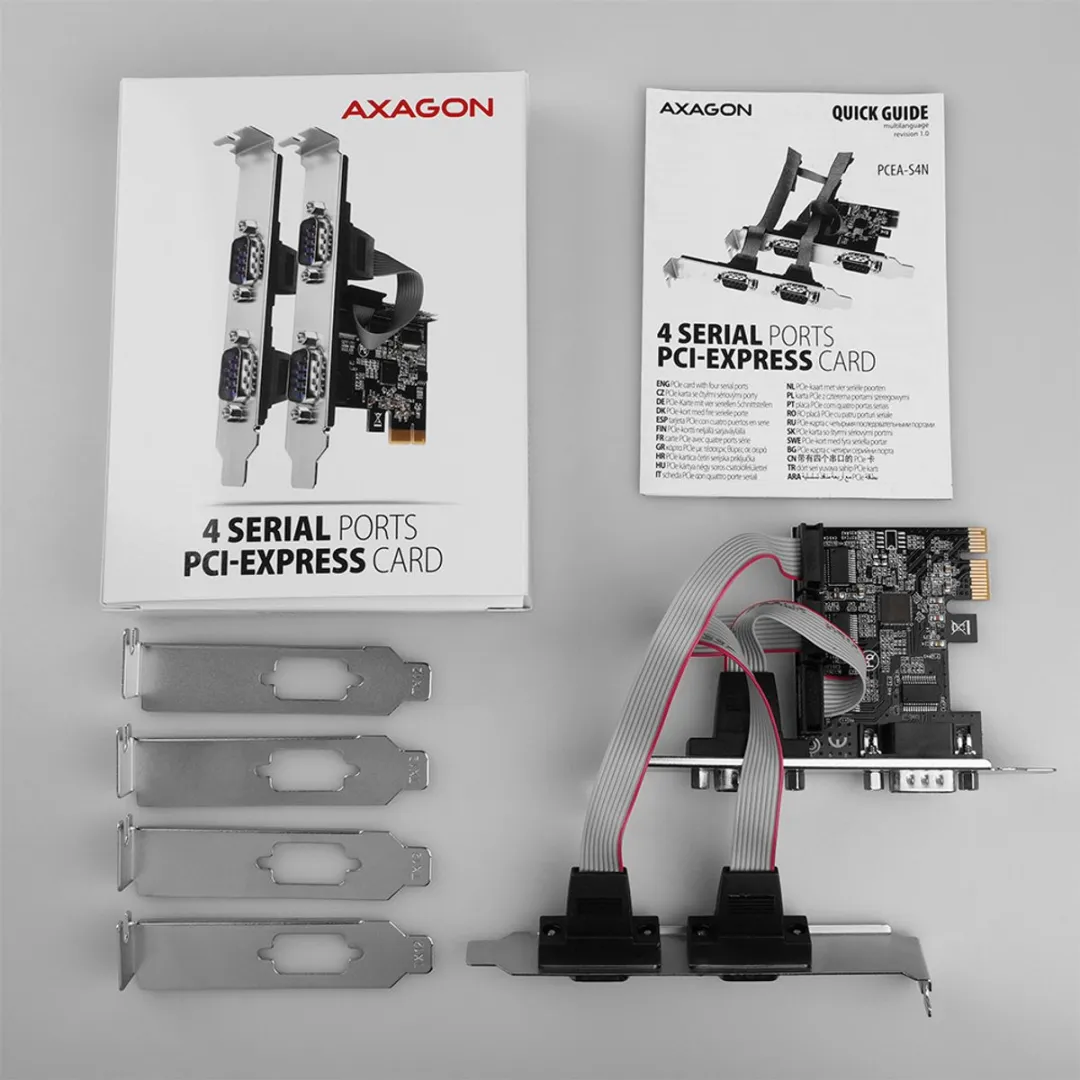 Axagon PCEA-S4N PCIe Adapter 4x Seriële Poorten