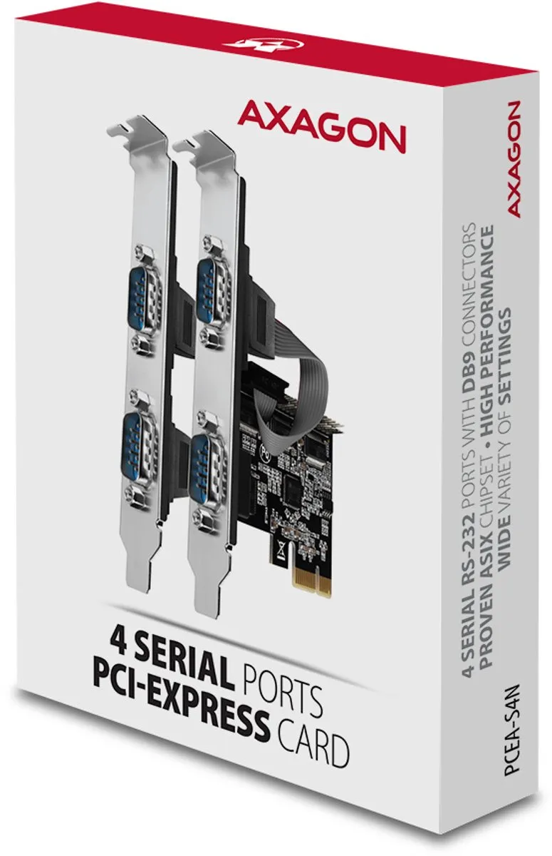 Axagon PCEA-S4N PCIe Adapter 4x Seriële Poorten