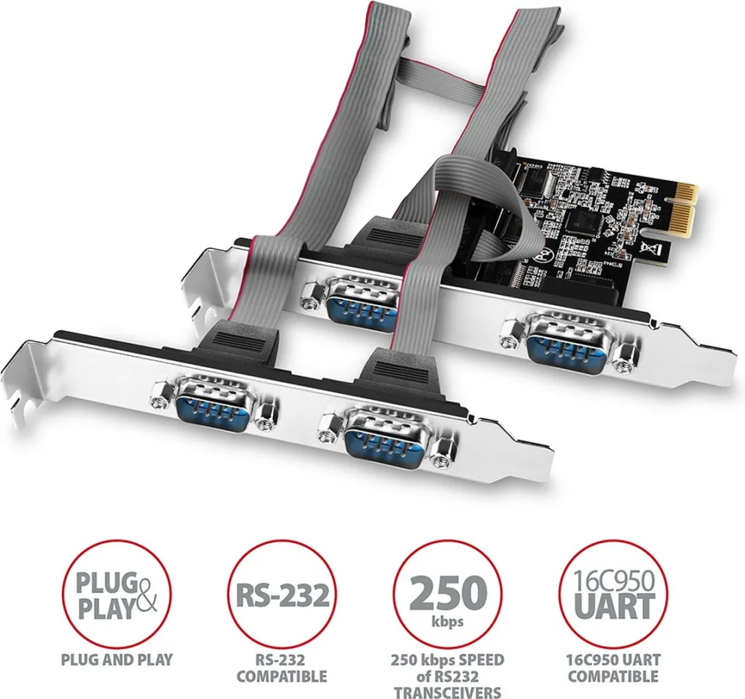 Axagon PCEA-S4N PCIe Adapter 4x Seriële Poorten