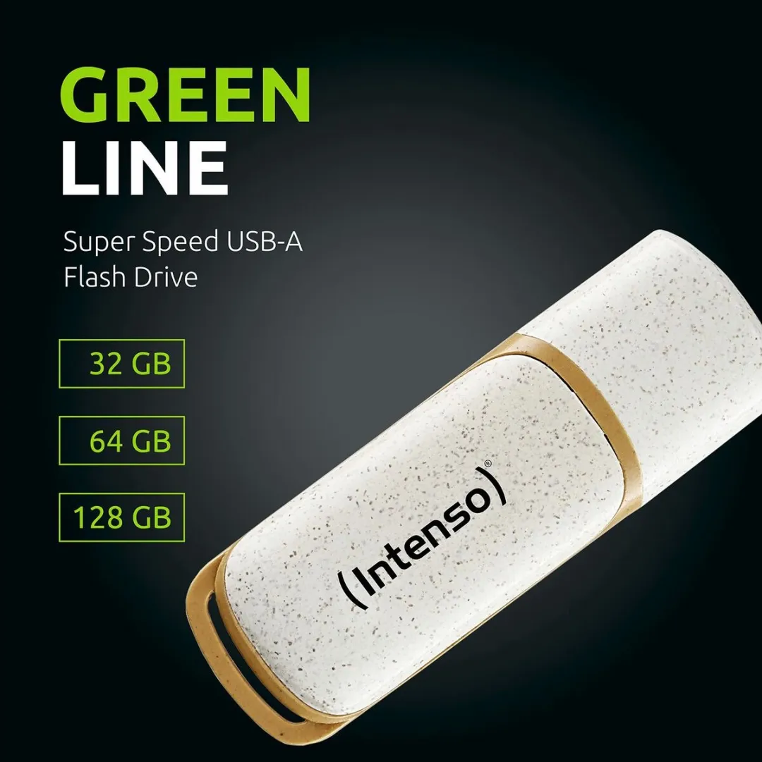 (Intenso) Green Line USB-stick - 128GB - USB 3.2 - 70MB/s - 100% biologisch afbreekbare behuizing