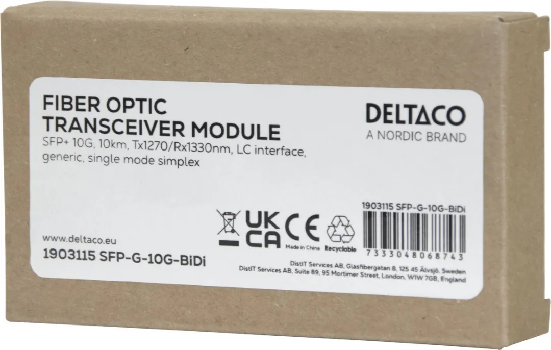 Deltaco SFP-G-10G-BiDi SFP+ Transceiver - 10Gbit/s - 1270nm - 10km - Staal