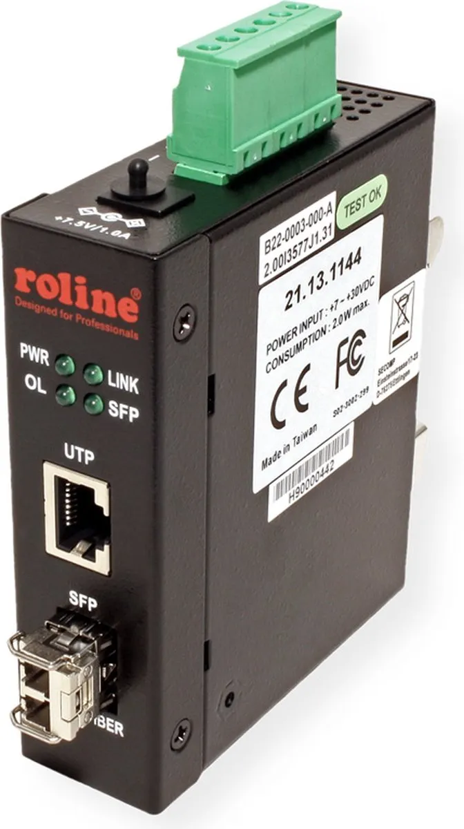 Roline Industriële Converter 1000T 1000SX/LC - 1x Ethernet, 1x SFP