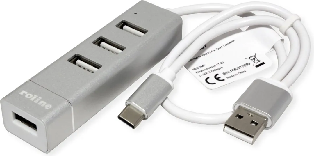 Roline USB 2.0 Notebook Hub 4 Poorten - Zilver