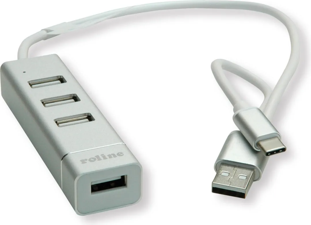 Roline USB 2.0 Notebook Hub 4 Poorten - Zilver