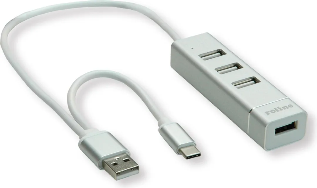 Roline USB 2.0 Notebook Hub 4 Poorten - Zilver