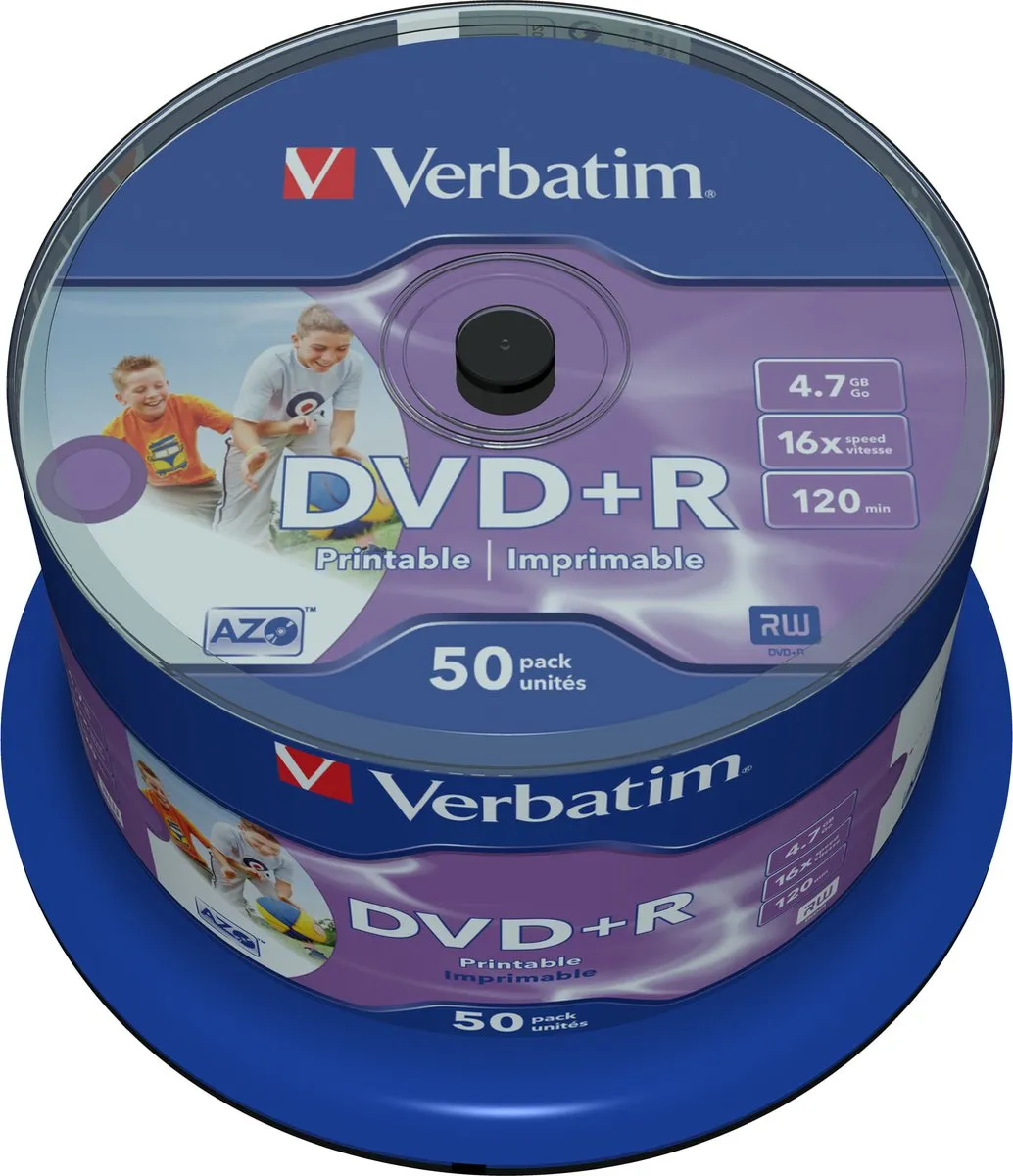 Verbatim DVD+R 4.7GB 16x - 50 Stuks