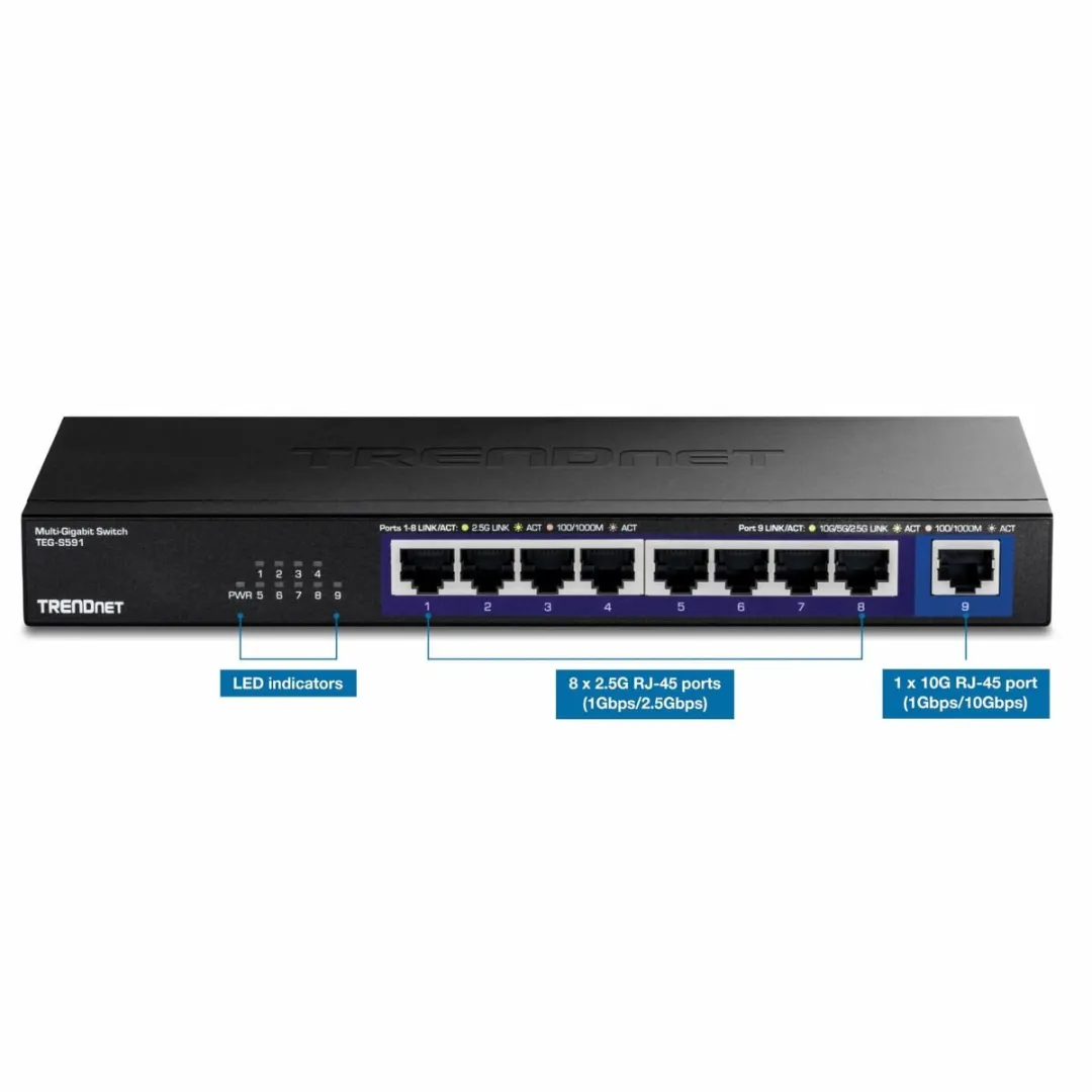 TRENDnet TEG-S591 9-poorts switch, Multi-Gigabit