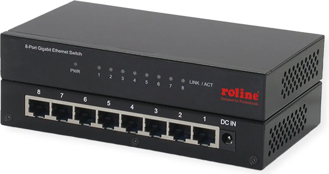 Roline Gigabit Ethernet Switch 8 Poorten - Zwart