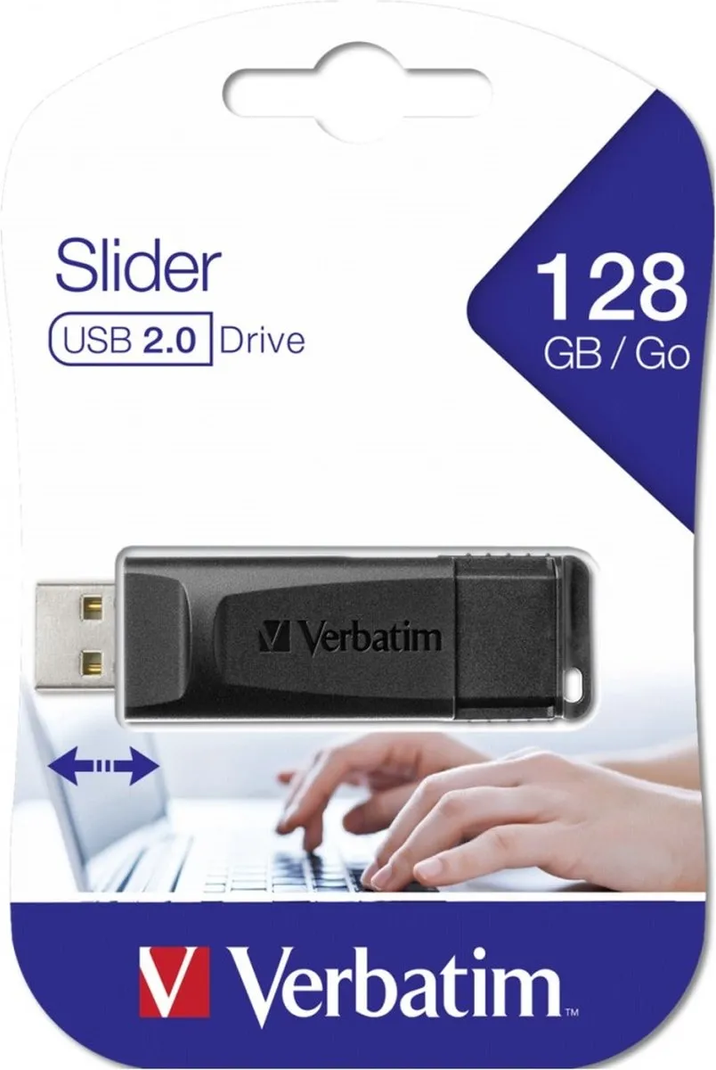 Verbatim Slider 49328 USB-stick 128GB - Zwart