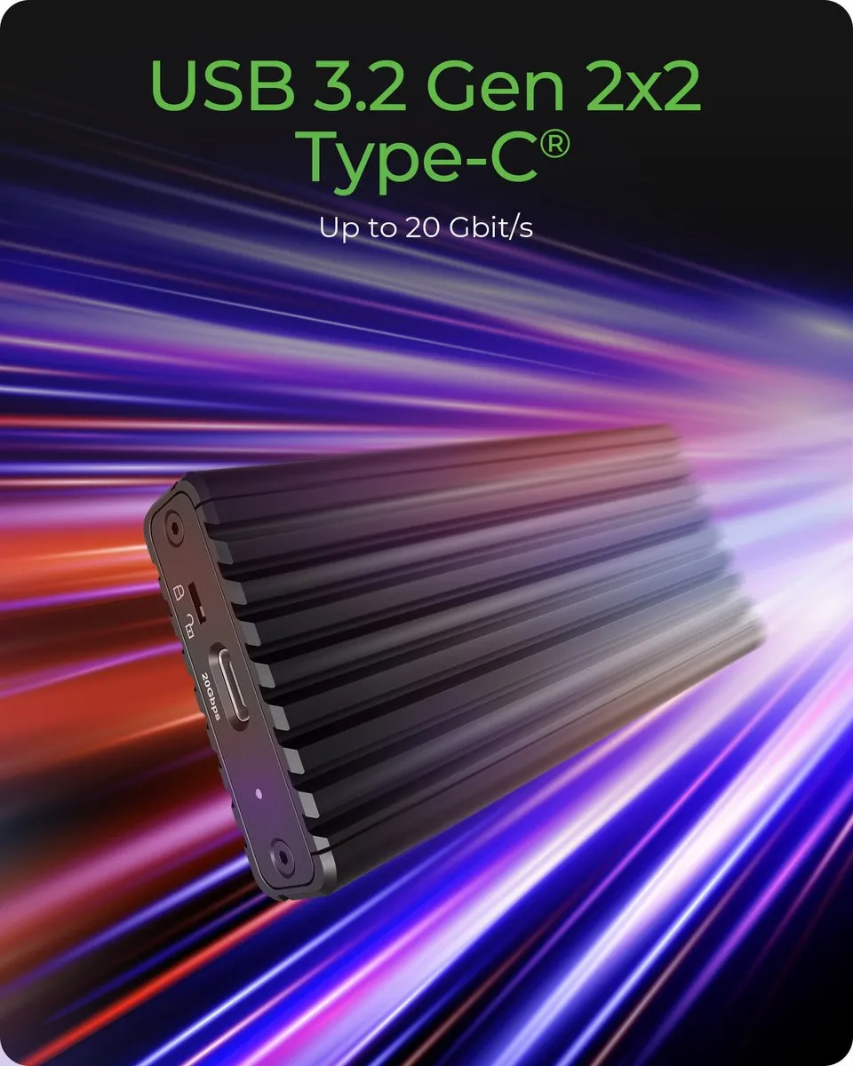 Icy Box IB-1917M-C32a M.2 NVMe SSD Behuizing - USB 3.2 Gen 2x2 - Zwart