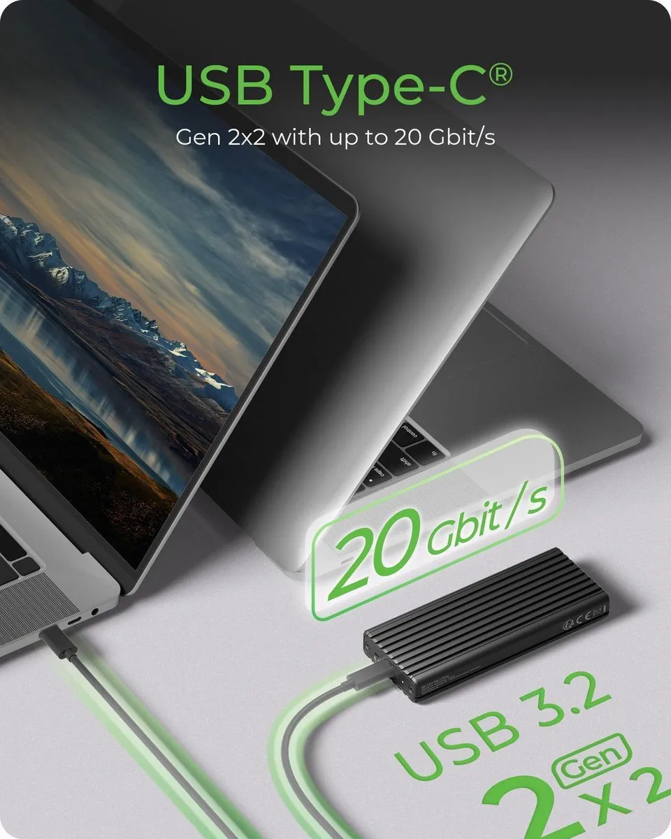 Icy Box IB-1917M-C32a M.2 NVMe SSD Behuizing - USB 3.2 Gen 2x2 - Zwart