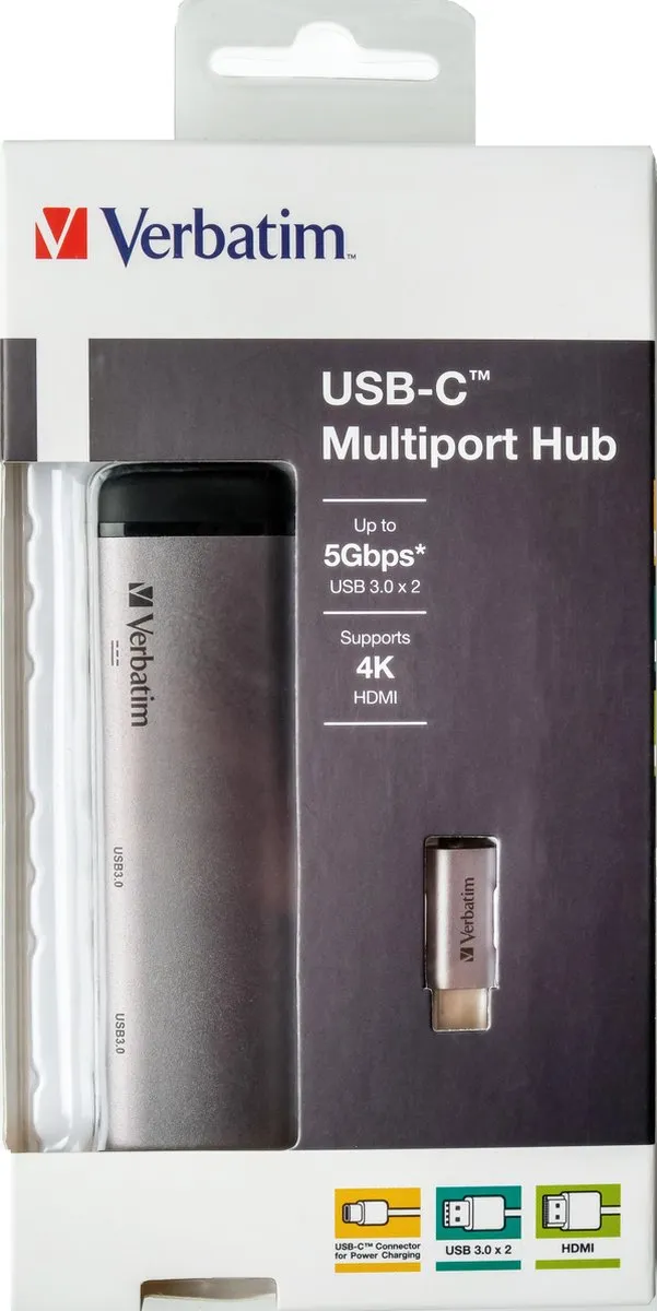 Verbatim 49140 USB-C Dockingstation - 1x HDMI/1x USB-C - Zilver