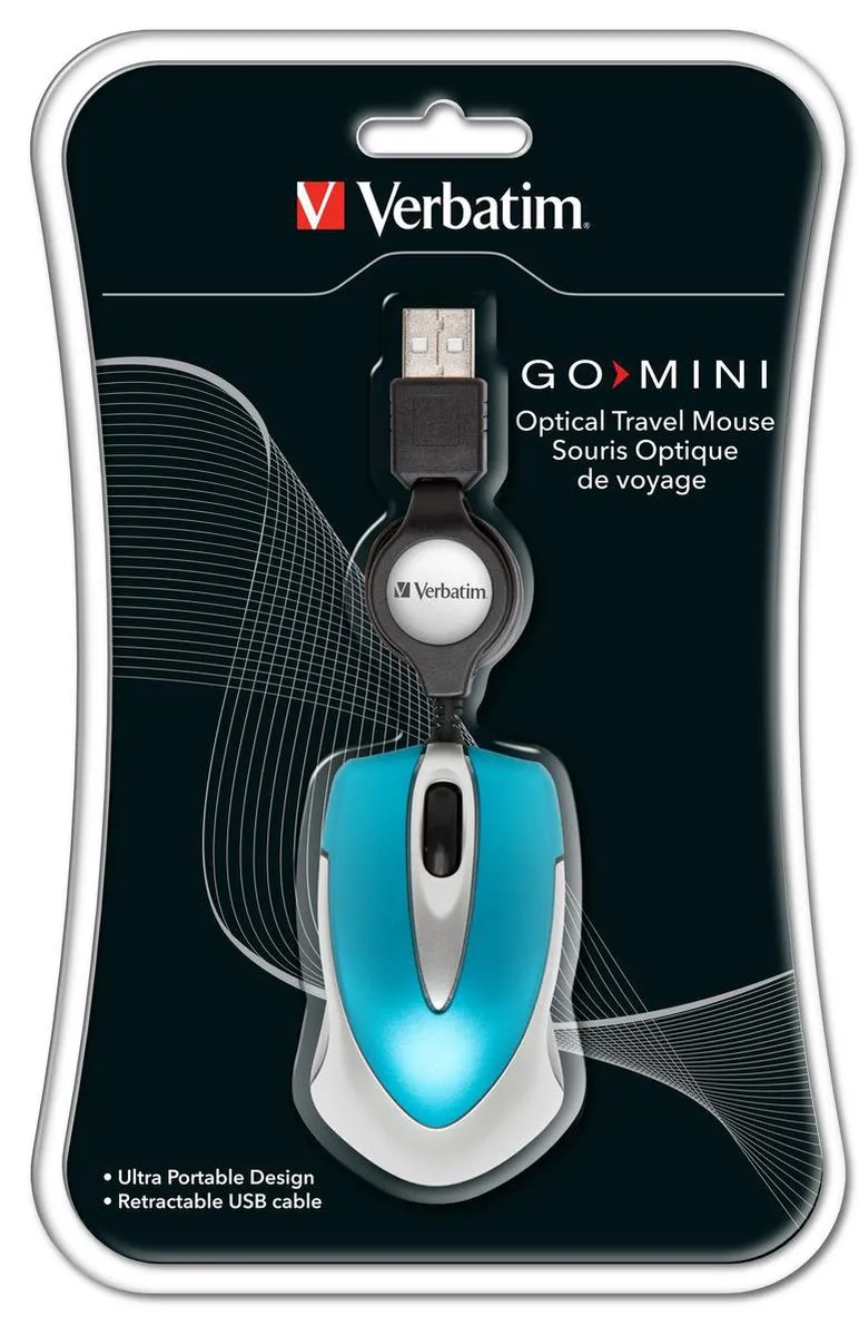Verbatim 49022 Go Mini USB Muis - Intrekbaar snoer - 3 Knoppen - Blauw - afbeelding 6 van 6