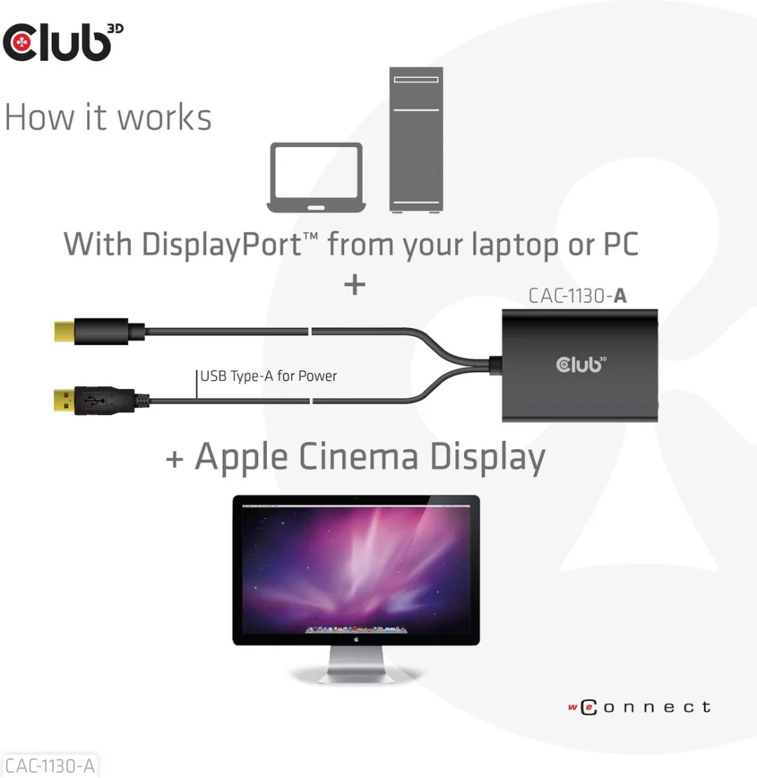 Club3D CAC-1130-A Mini DisplayPort naar DVI Adapter - Zwart