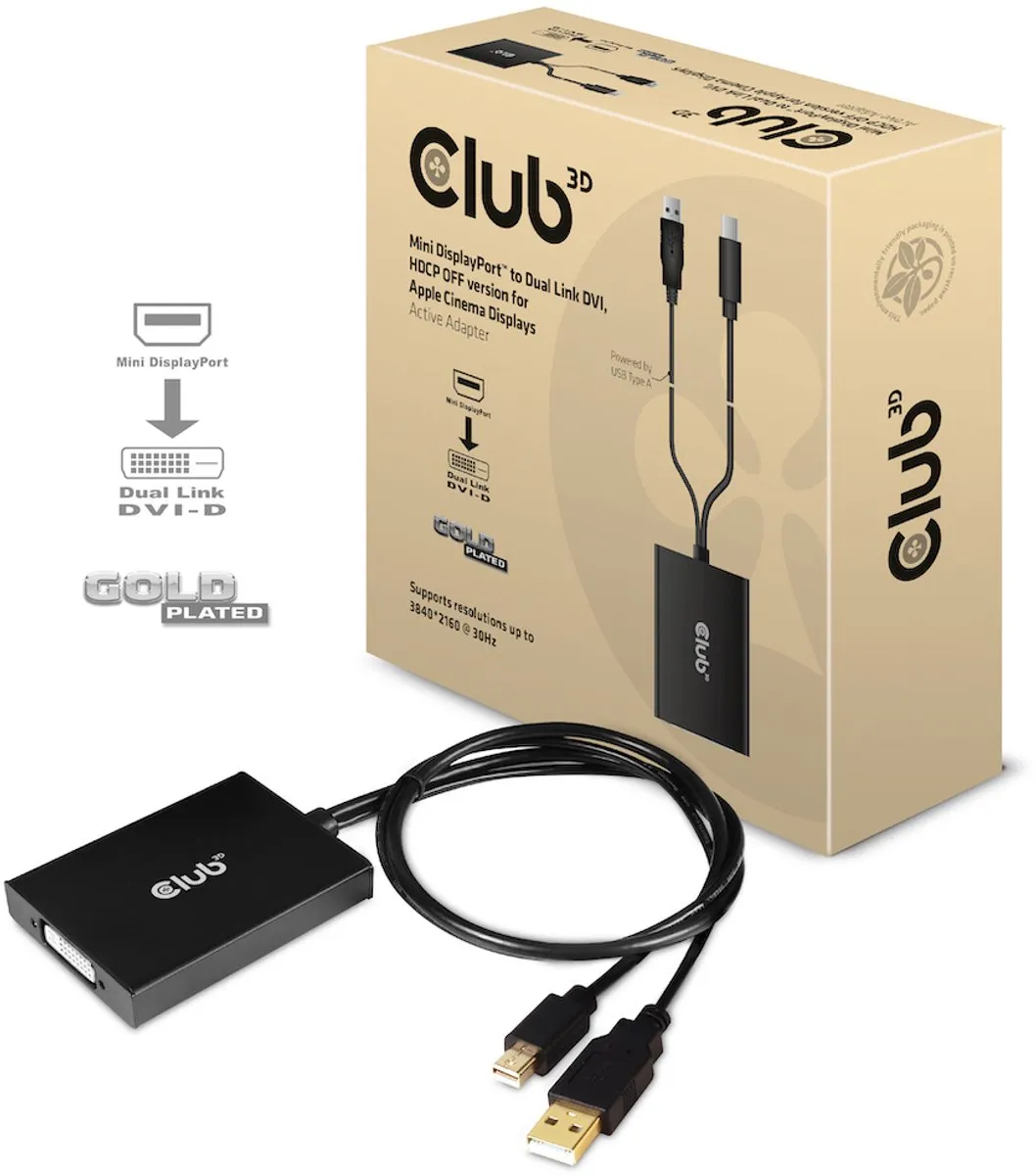 Club3D CAC-1130-A Mini DisplayPort naar DVI Adapter - Zwart