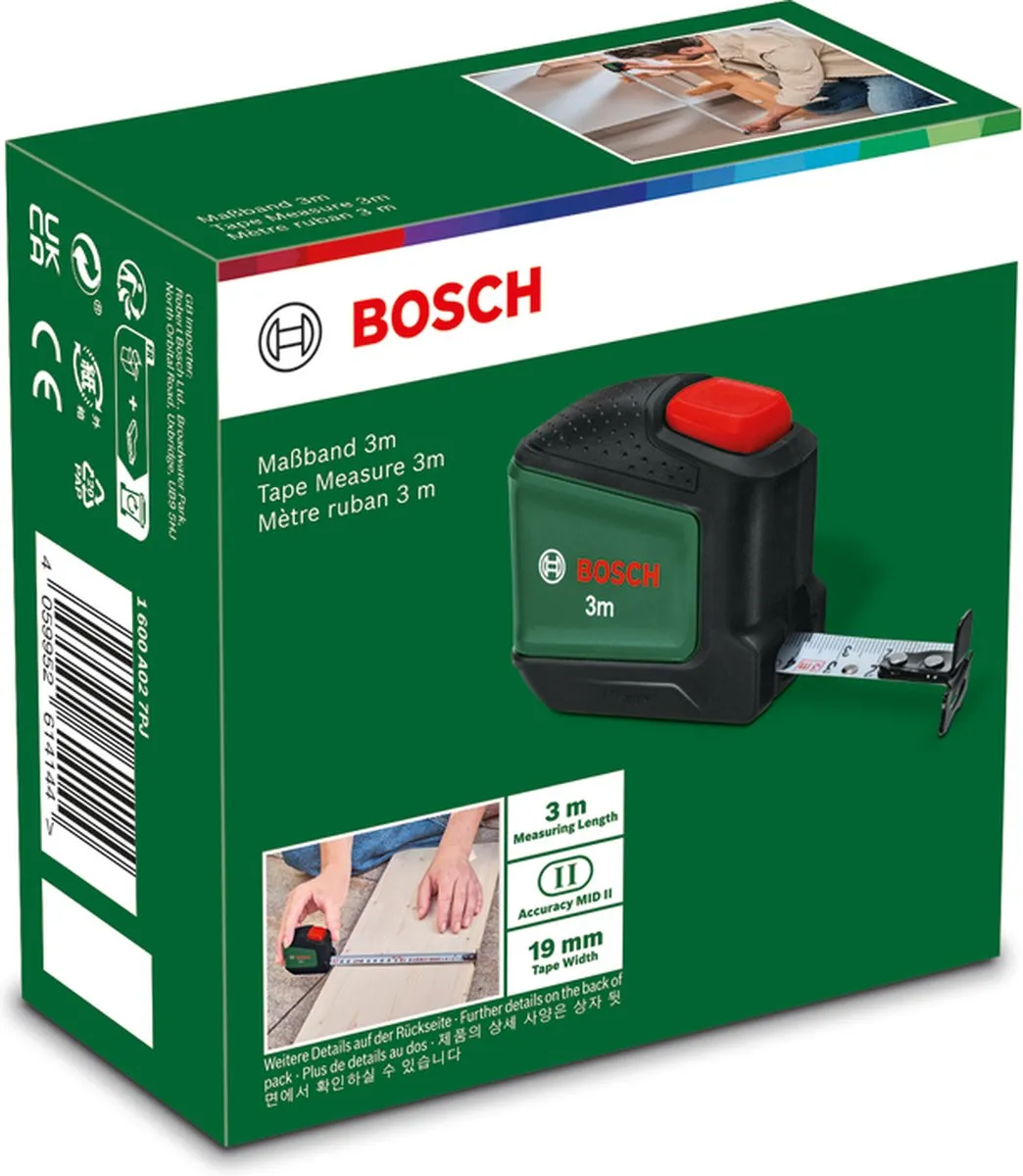 Bosch Rolbandmaat 3m - 19mm - Rood/Zwart/ Groen - afbeelding 6 van 6