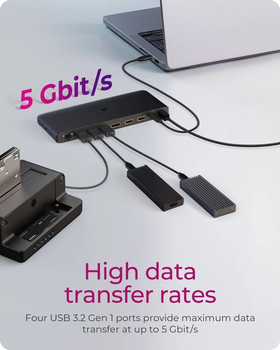 Icy Box IB-DK2416-C USB-C Dockingstation - Zwart