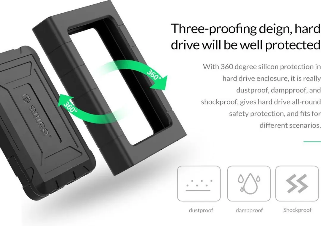 ORICO ORI-2539U3-BK Schokbestendige USB 3.0 Behuizing 2.5 inch - Zwart