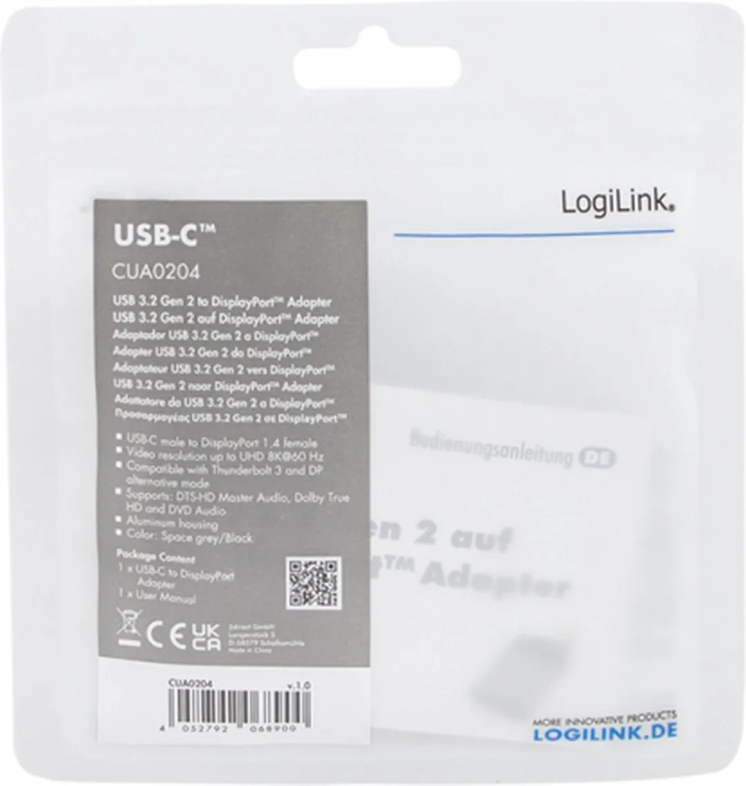 Logilink CUA0204 USB-C naar DisplayPort Adapter - Zwart