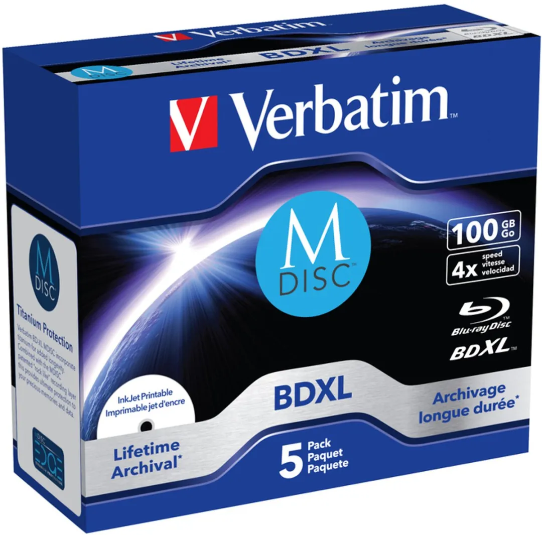 Verbatim M-Disc Blu-ray 100GB - 5 Stuks Jewelcase
