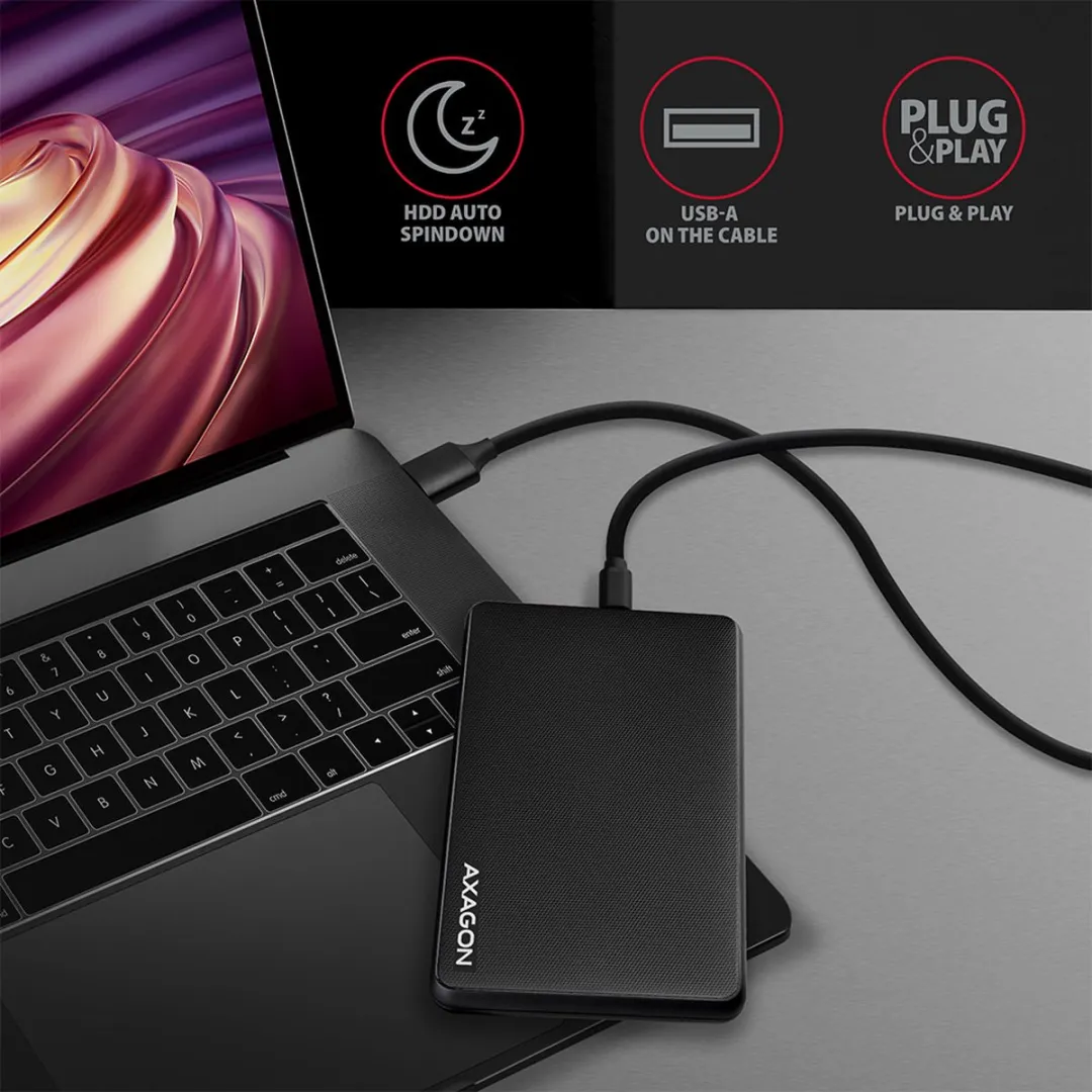 Axagon EE25-SLC USB-C 3.2 Gen1 Externe SATA Box - Zwart
