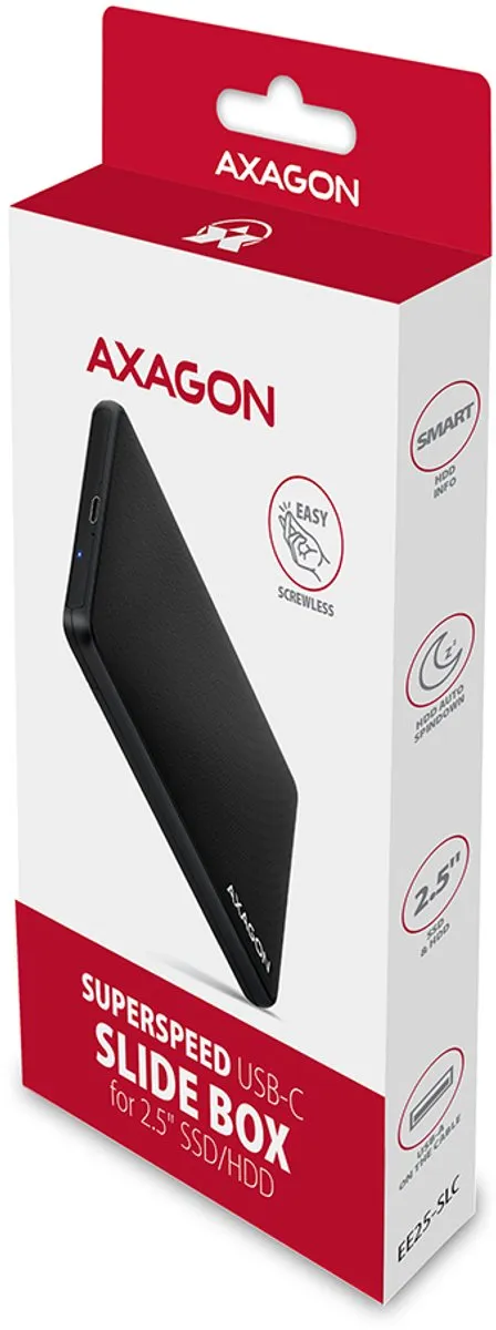 Axagon EE25-SLC USB-C 3.2 Gen1 Externe SATA Box - Zwart