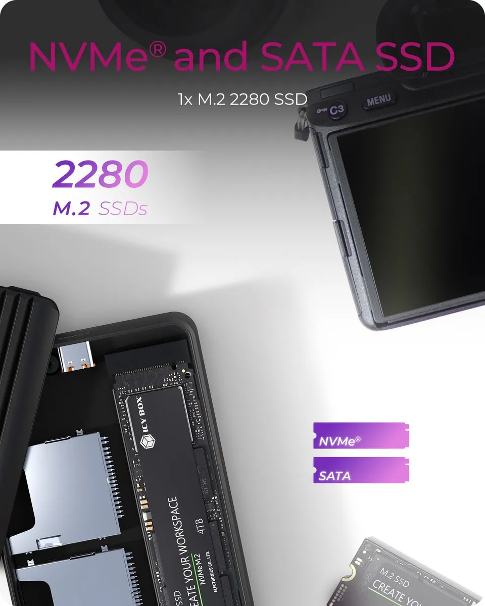 Icy Box IB-CR602M-C31 M.2 SSD-behuizing - 10Gbit/s USB-C - Zwart - afbeelding 6 van 6