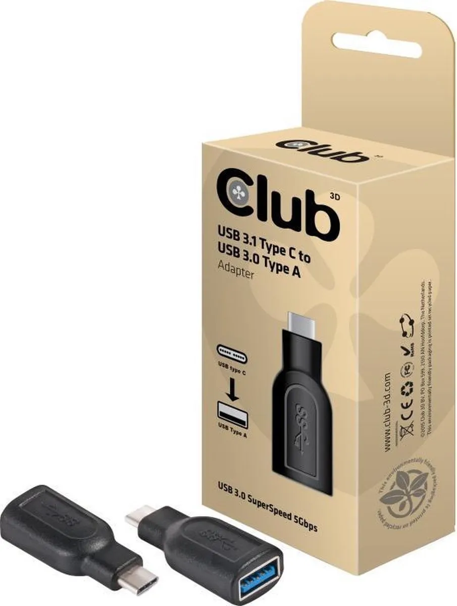 Club3D CAA-1521 USB-C naar A M/V-adapter - Zwart