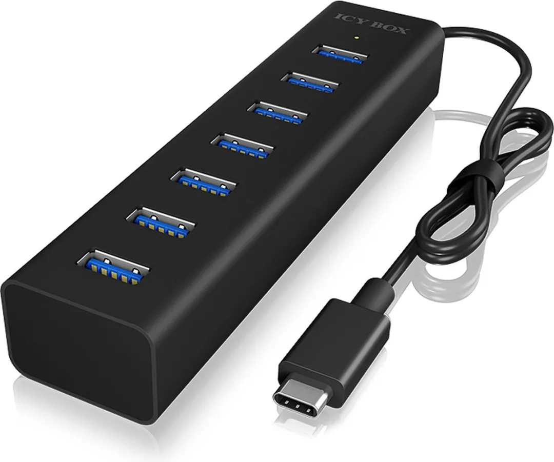 Icy Box IB-HUB1700-C3 USB-hub 7 Poorten USB 3.0 - Zwart