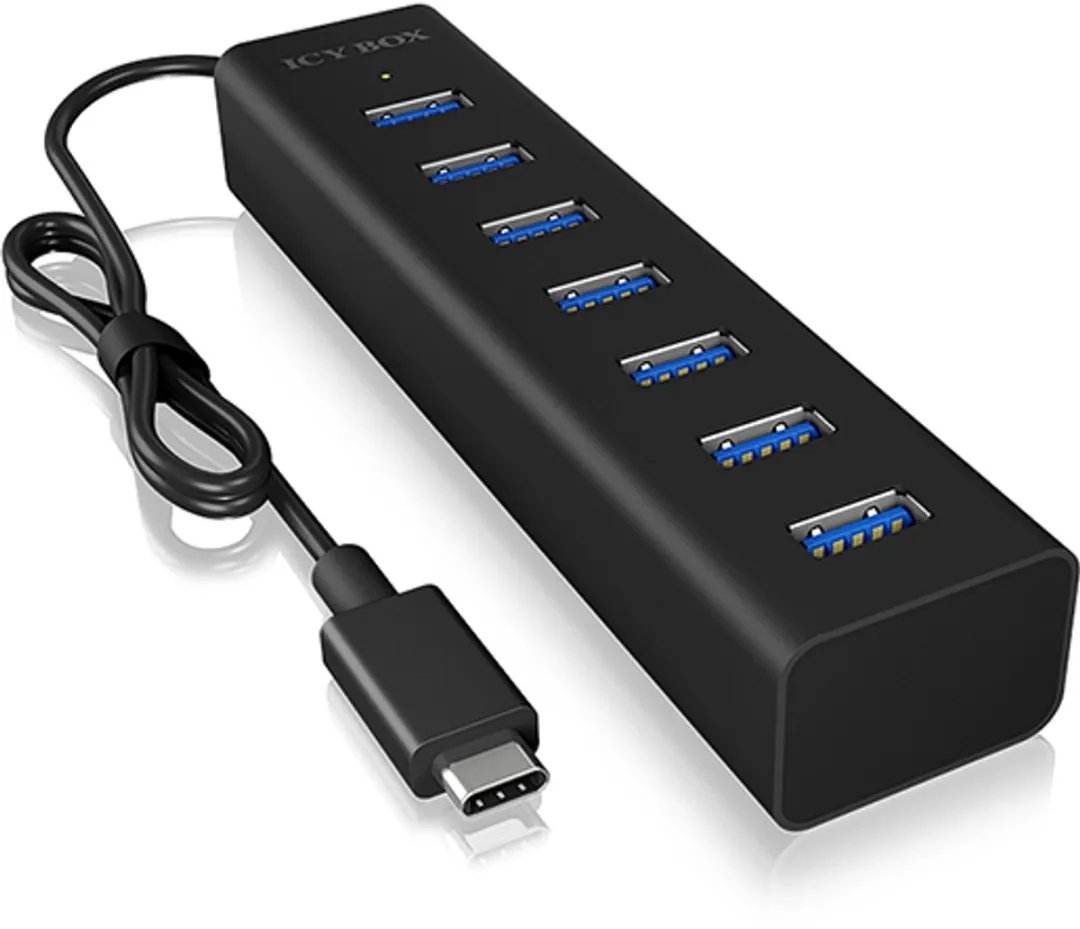 Icy Box IB-HUB1700-C3 USB-hub 7 Poorten USB 3.0 - Zwart