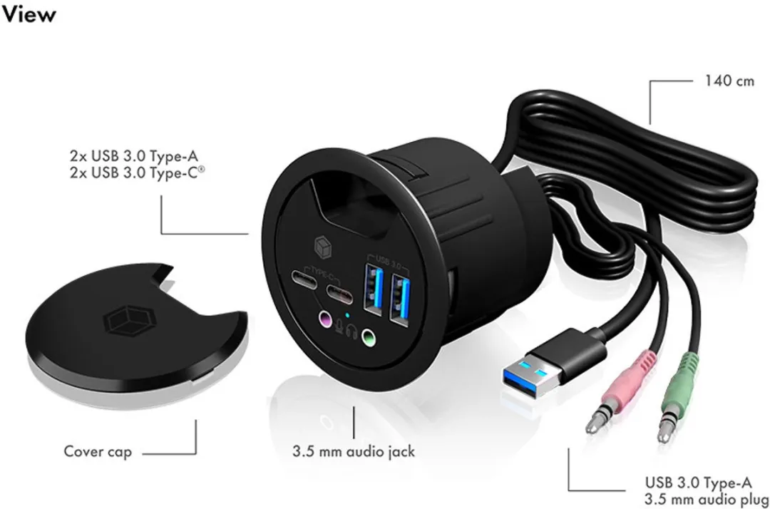 Icy Box IB-HUB1403B USB 3.0 Hub 4-Port - Antraciet