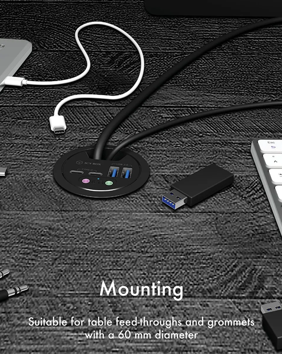 Icy Box IB-HUB1403B USB 3.0 Hub 4-Port - Antraciet
