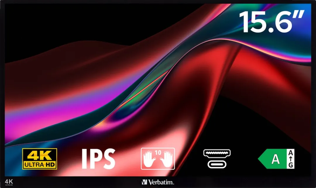 Verbatim Draagbaar Ultra HD 4K Monitor 15,6" - Zwart