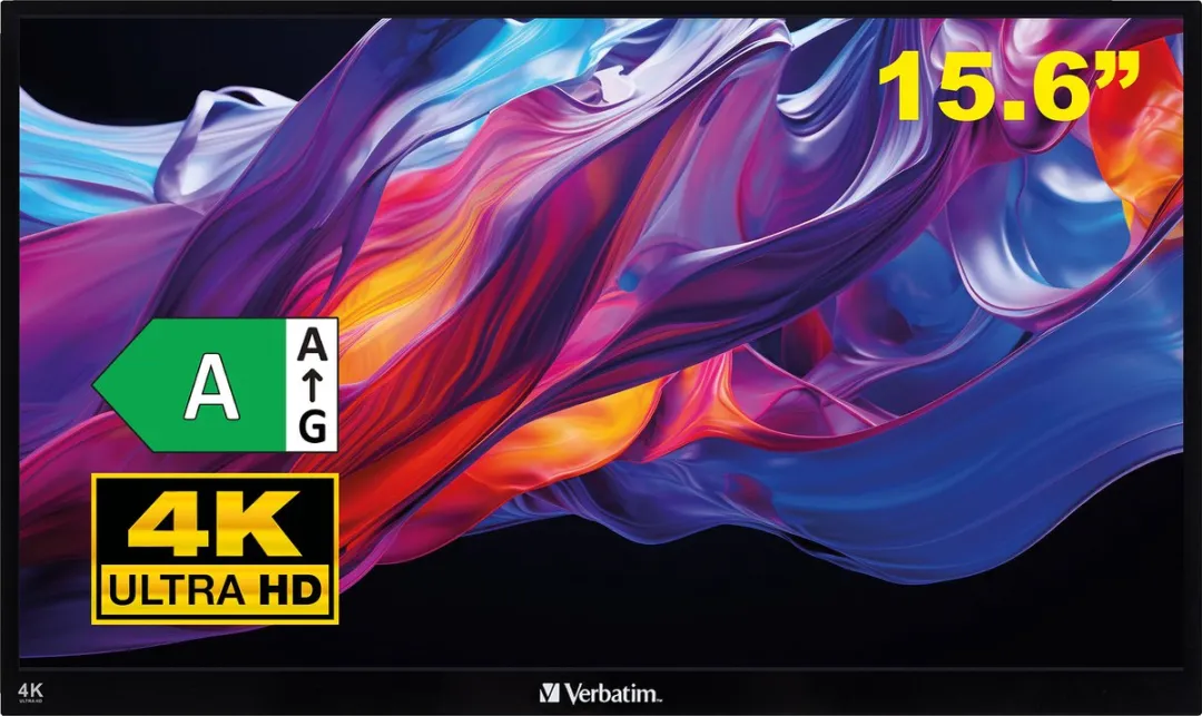 Verbatim Draagbaar Ultra HD 4K Monitor 15,6" - Zwart