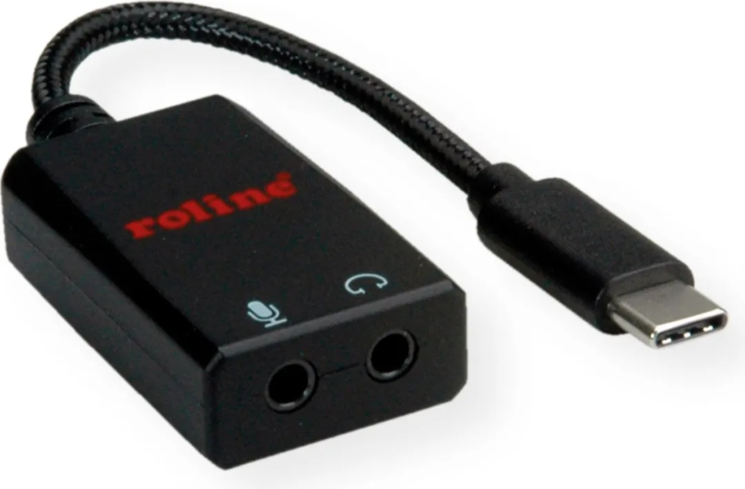 Roline USB Type-C Adapter 2x 3.5mm Audio - 13cm - Zwart