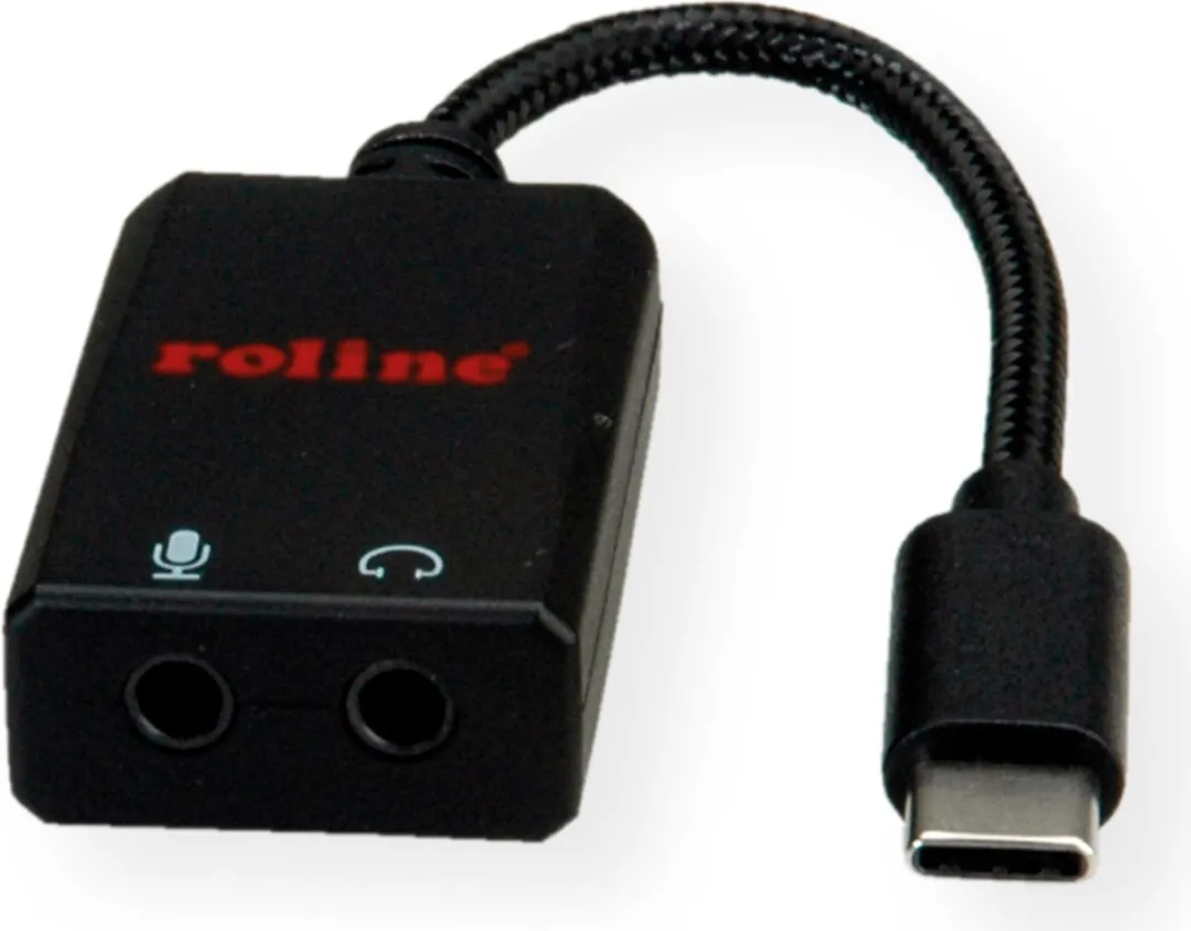 Roline USB Type-C Adapter 2x 3.5mm Audio - 13cm - Zwart