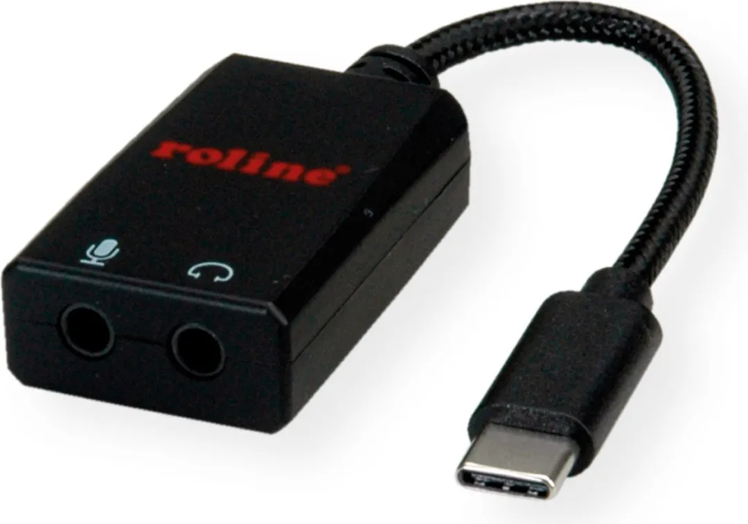 Roline USB Type-C Adapter 2x 3.5mm Audio - 13cm - Zwart