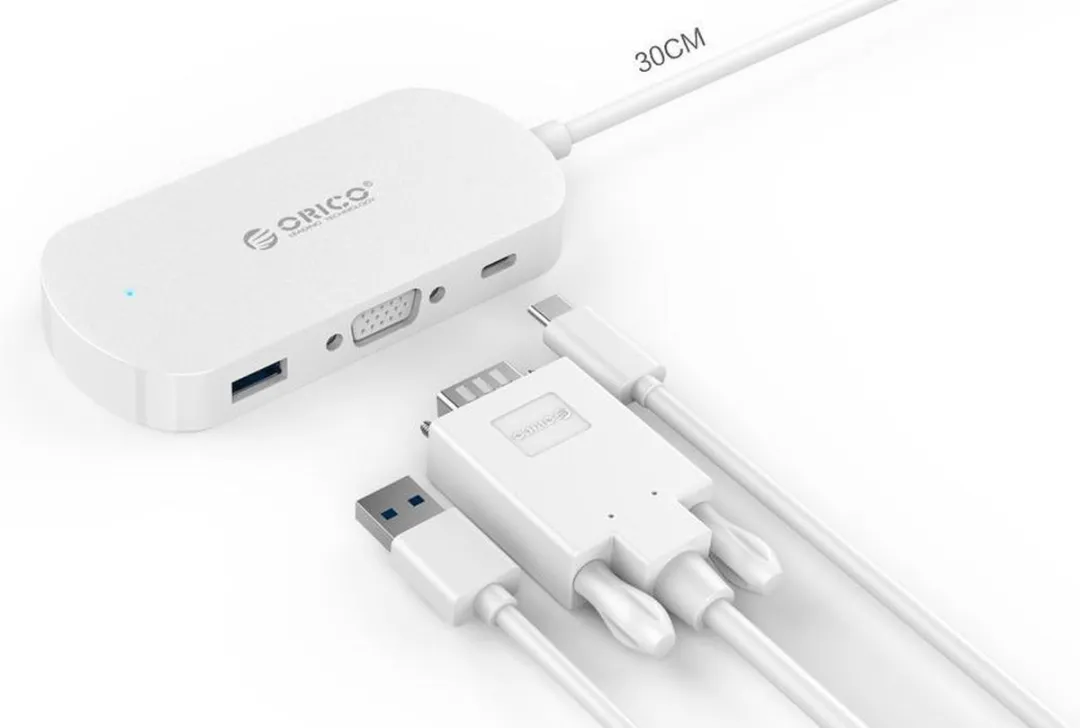 ORICO ORI-TCV1-WH 3-in-1 Type-C Hub - USB 3.0/VGA - Wit