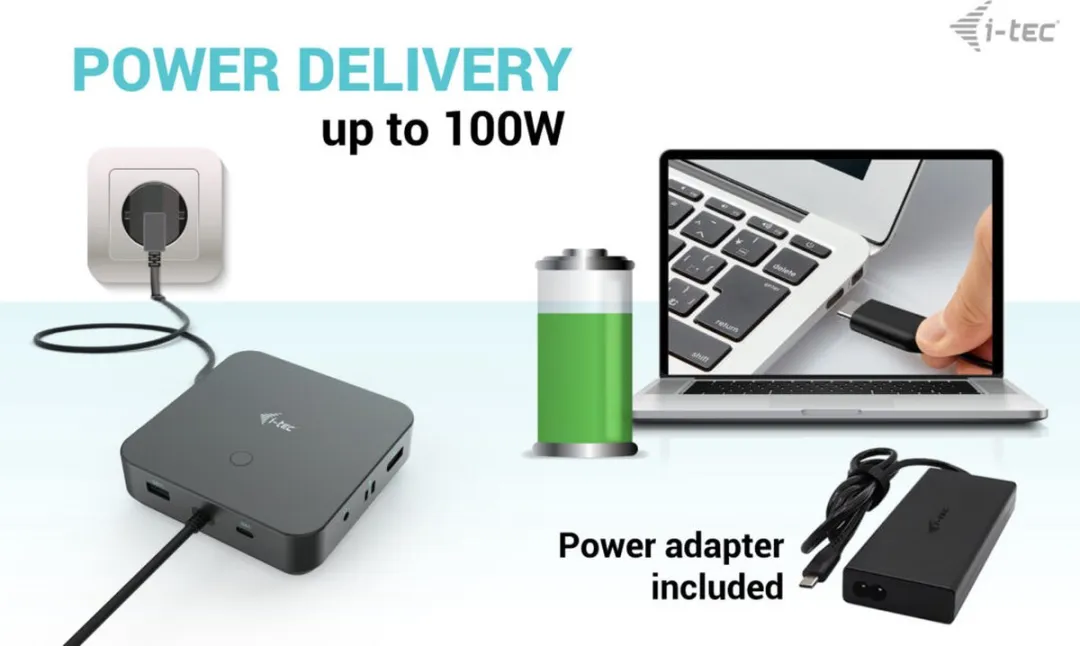 I-tec C31TRI4KDPDPRO100 USB-C Docking Station 100W - 3x 4K - USB4/Thunderbolt - 6x USB - Zwart