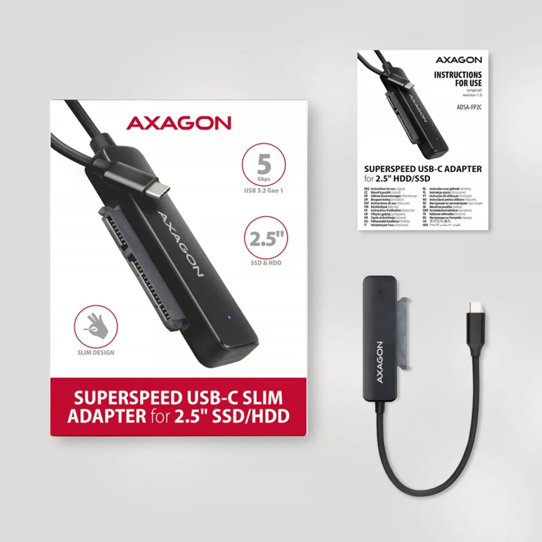 Axagon ADSA-FP2C Harde Schijf-Dockingstation - Zwart