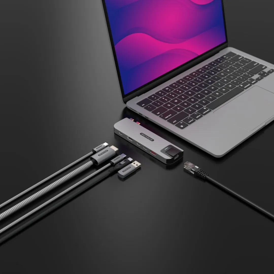 Sitecom - Multiport hub - 6 in 2 - Macbook - Silver - Macbook Air - 100W - 10 Gbps - 4K 60Hz