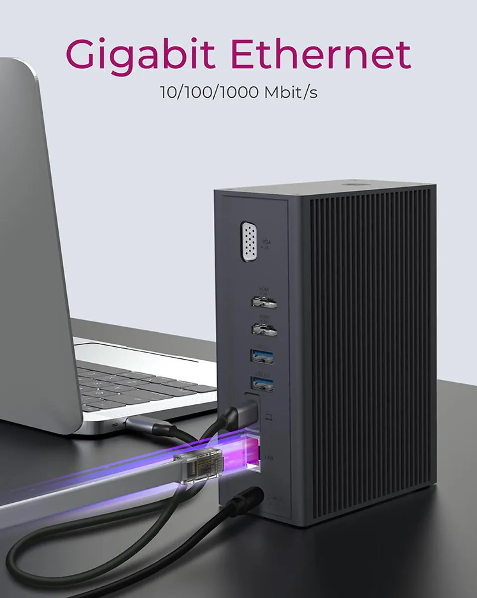 Icy Box IB-DK2262AC USB-C Dockingstation - Zwart