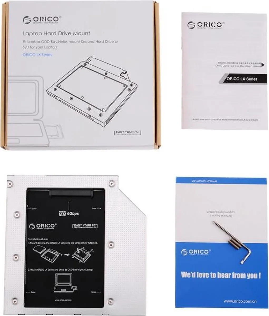 ORICO L95SS-V1 Laptop Caddy 9.5mm - 2.5" SSD/HDD Zilver
