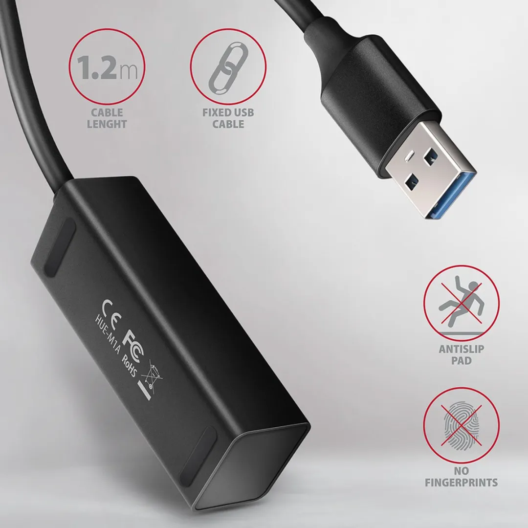 Axagon HUE-M1AL USB-hub 4 Poorten USB-A 5Gbps - Zilver