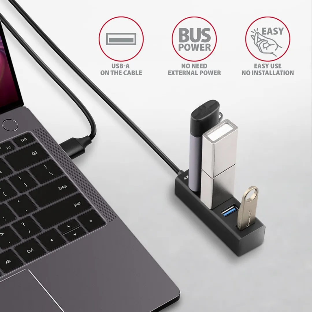 Axagon HUE-M1AL USB-hub 4 Poorten USB-A 5Gbps - Zilver - afbeelding 6 van 6