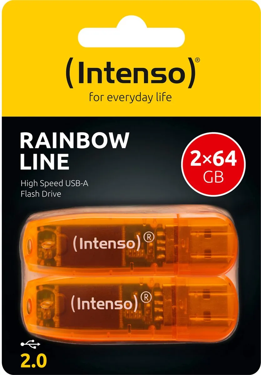 Intenso Rainbow Line 3502492 USB Stick 64GB - Oranje - 3 Stuks
