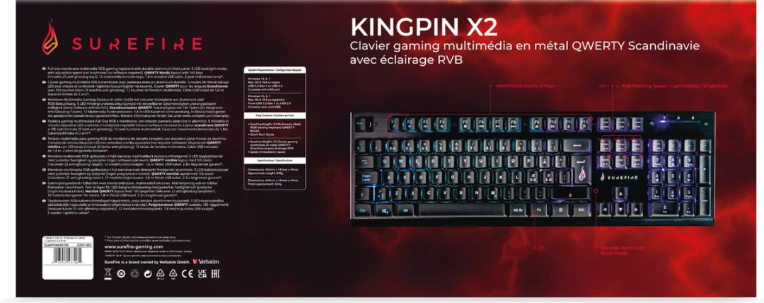 Verbatim KingPin X2 RGB Toetsenbord - Zwart - 48708