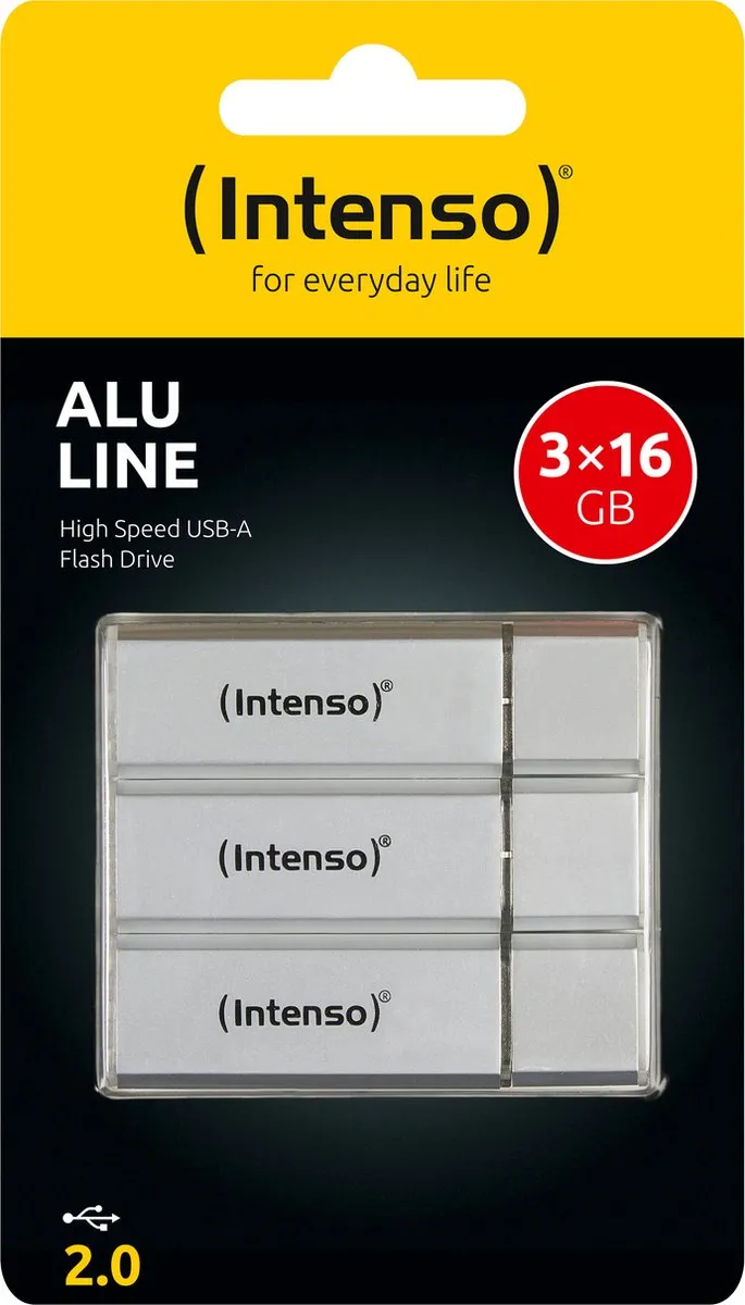 Intenso Alu Line USB-stick 16GB - 3 Stuks - Zilver
